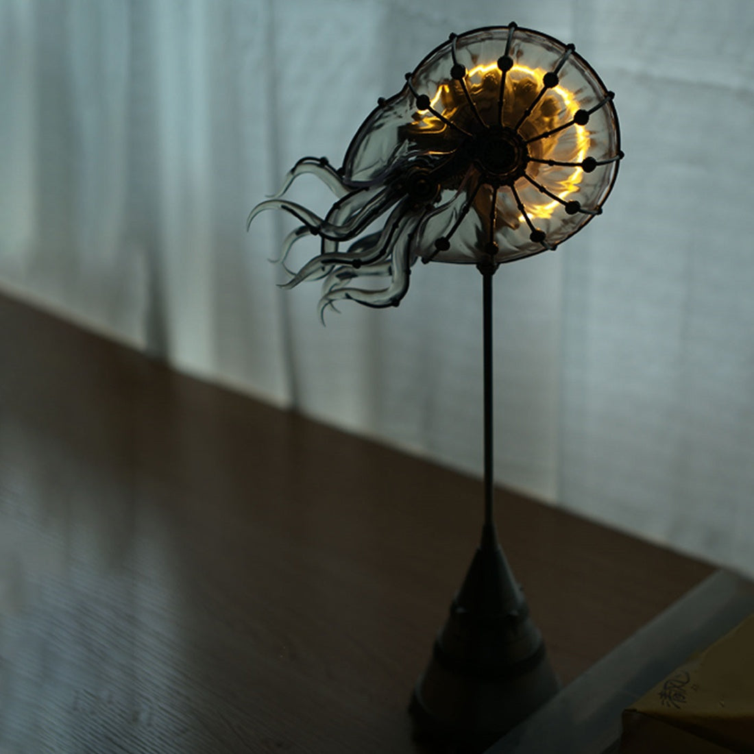Steampunk Mechanical Sea Snail LED Light Ocean Creature Art Display Desktop Decoration