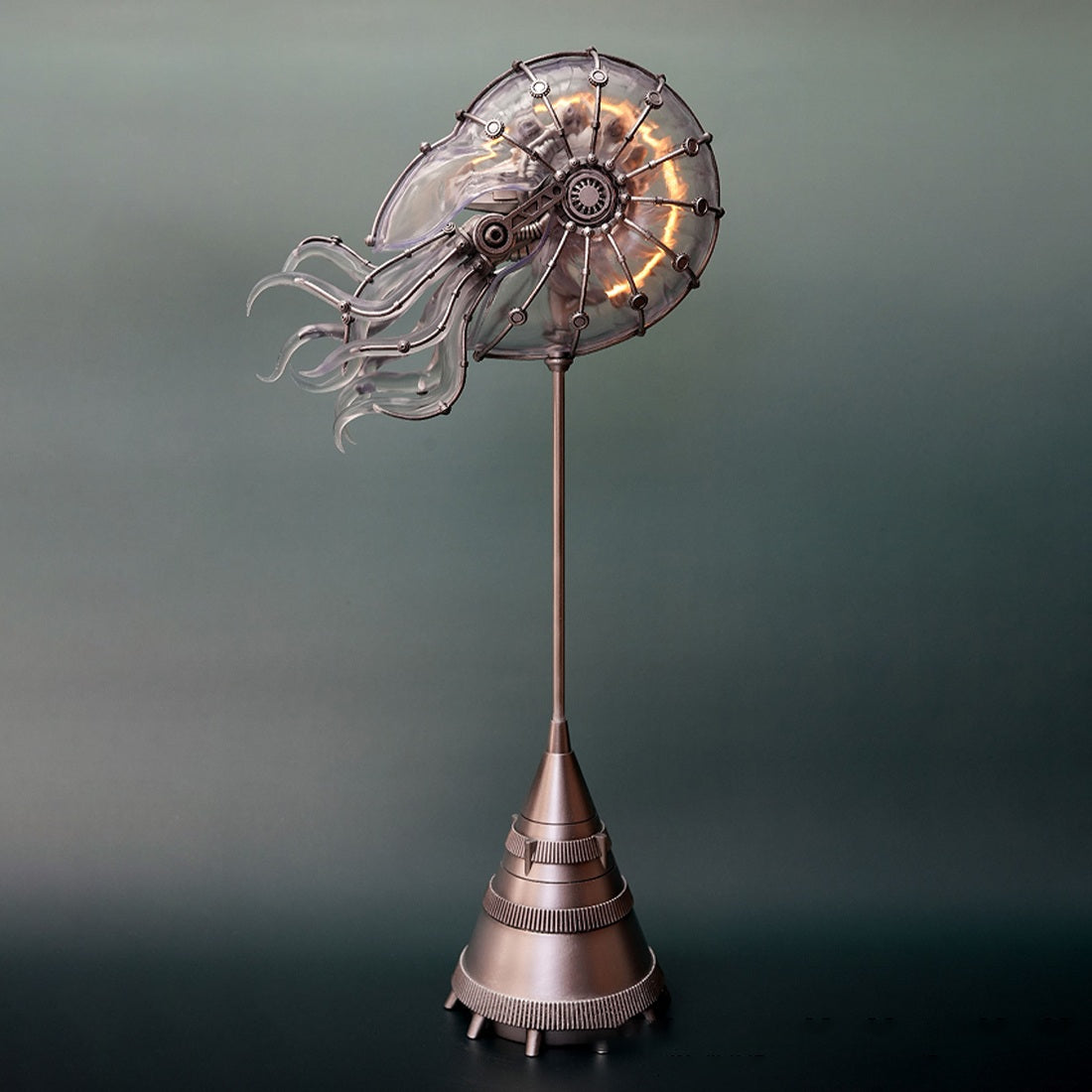 Steampunk Mechanical Sea Snail LED Light Ocean Creature Art Display Desktop Decoration