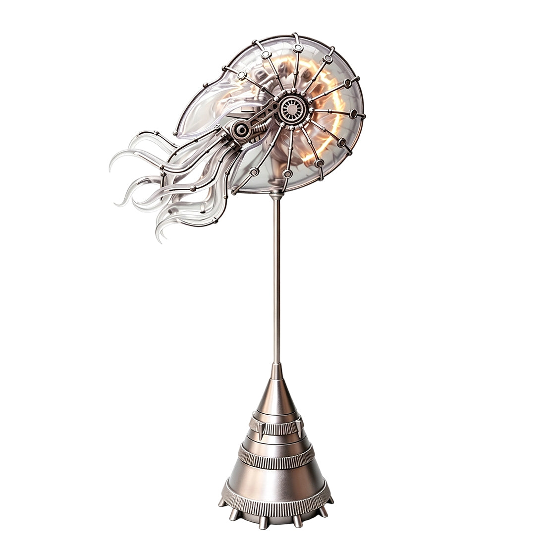 Steampunk Mechanical Sea Snail LED Light Ocean Creature Art Display Desktop Decoration
