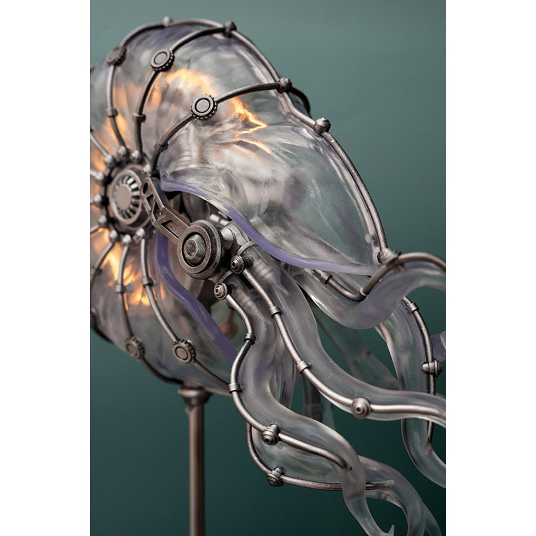 Steampunk Mechanical Sea Snail LED Light Ocean Creature Art Display Desktop Decoration