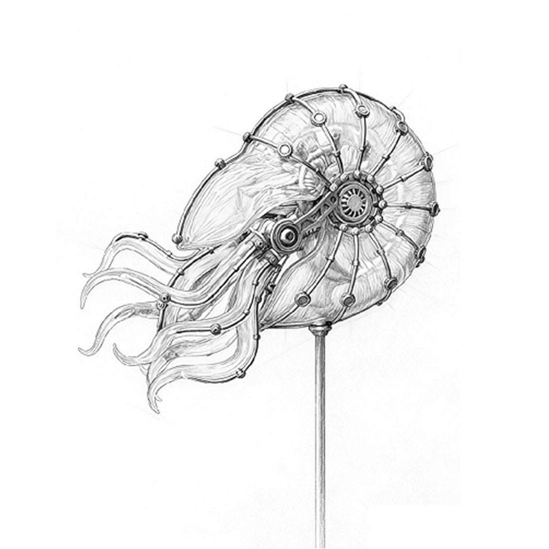 Steampunk Mechanical Sea Snail LED Light Ocean Creature Art Display Desktop Decoration