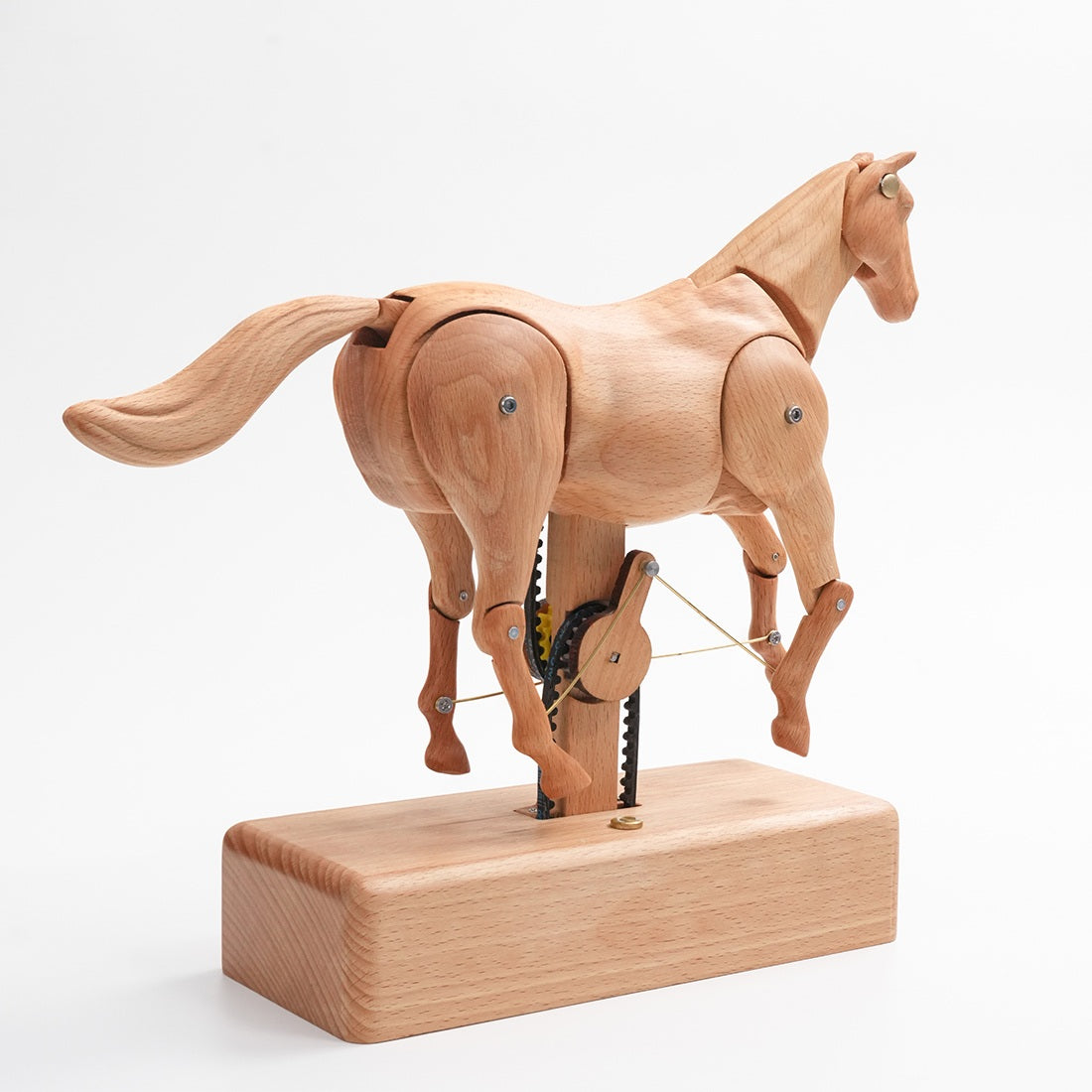 Mechanical Horse Wooden Automaton Model Dynamic Kinetic Sculpture Moving Limbs and Tail Fully Assembled Model