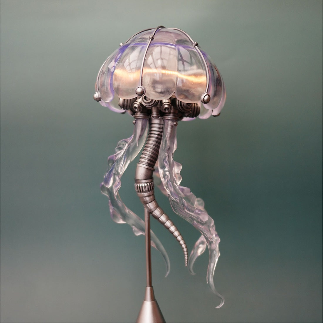 Steampunk Mechanical Jellyfish LED Light Ocean Creature Art Display Desktop Decoration