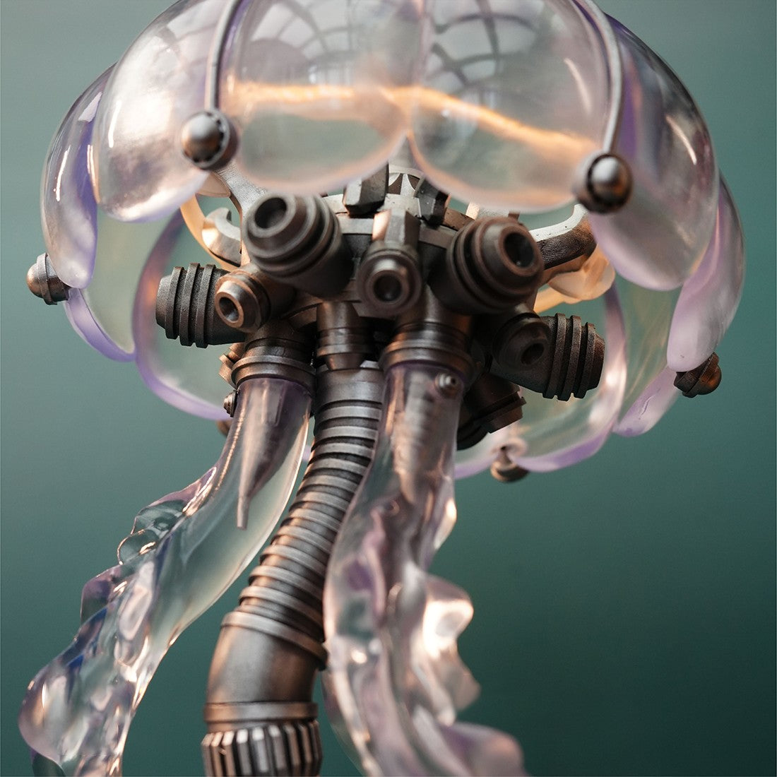 Steampunk Mechanical Jellyfish LED Light Ocean Creature Art Display Desktop Decoration