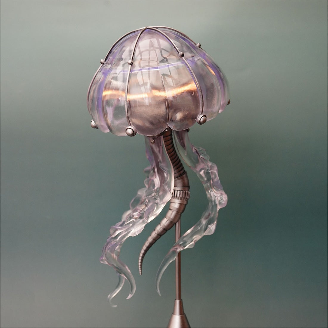 Steampunk Mechanical Jellyfish LED Light Ocean Creature Art Display Desktop Decoration