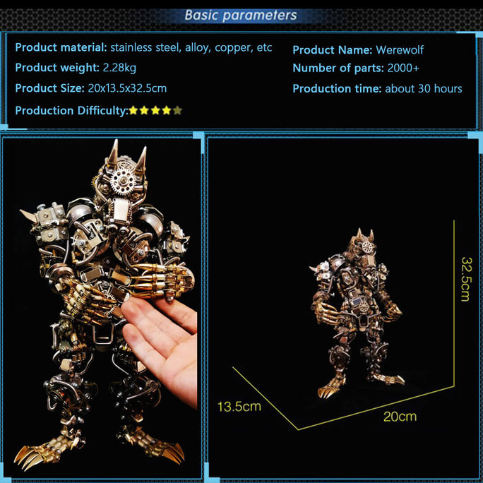 3D DIY Metal Assembly Werewolf Beast Fight with Monkey King Wukong Model Hyperrealistic Toy Set