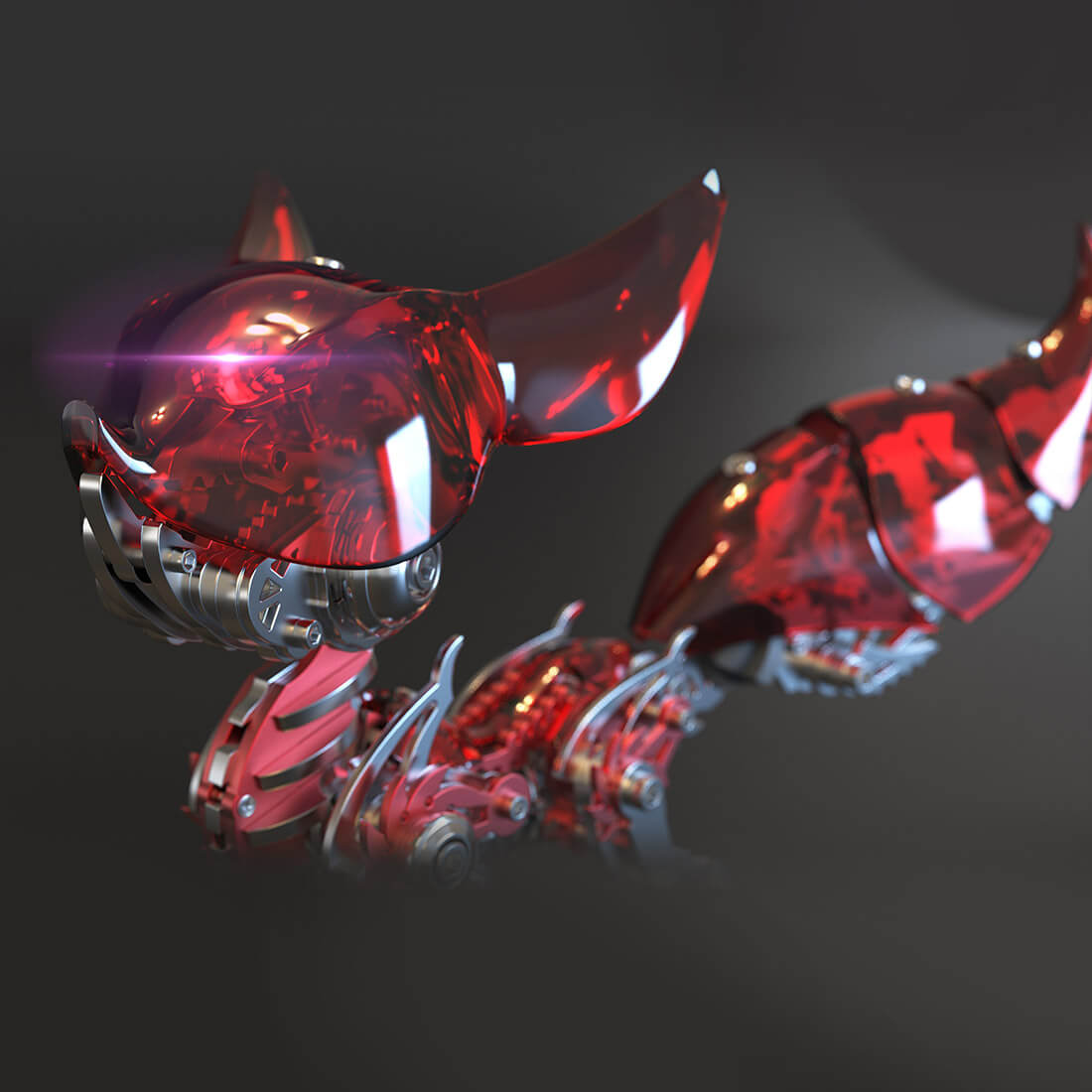 DIY Linglong Fox Hanfei 3D Assembly Mechanical Model Creative Toy Set (339PCS/Red)