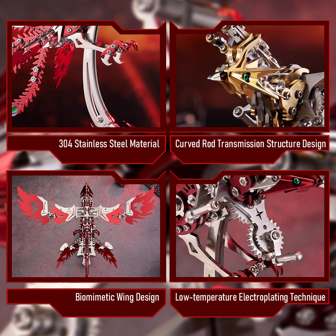 3D  Mechanical Stainless Steel Bionic Phoenix Assembly DIY MetalModel Kit