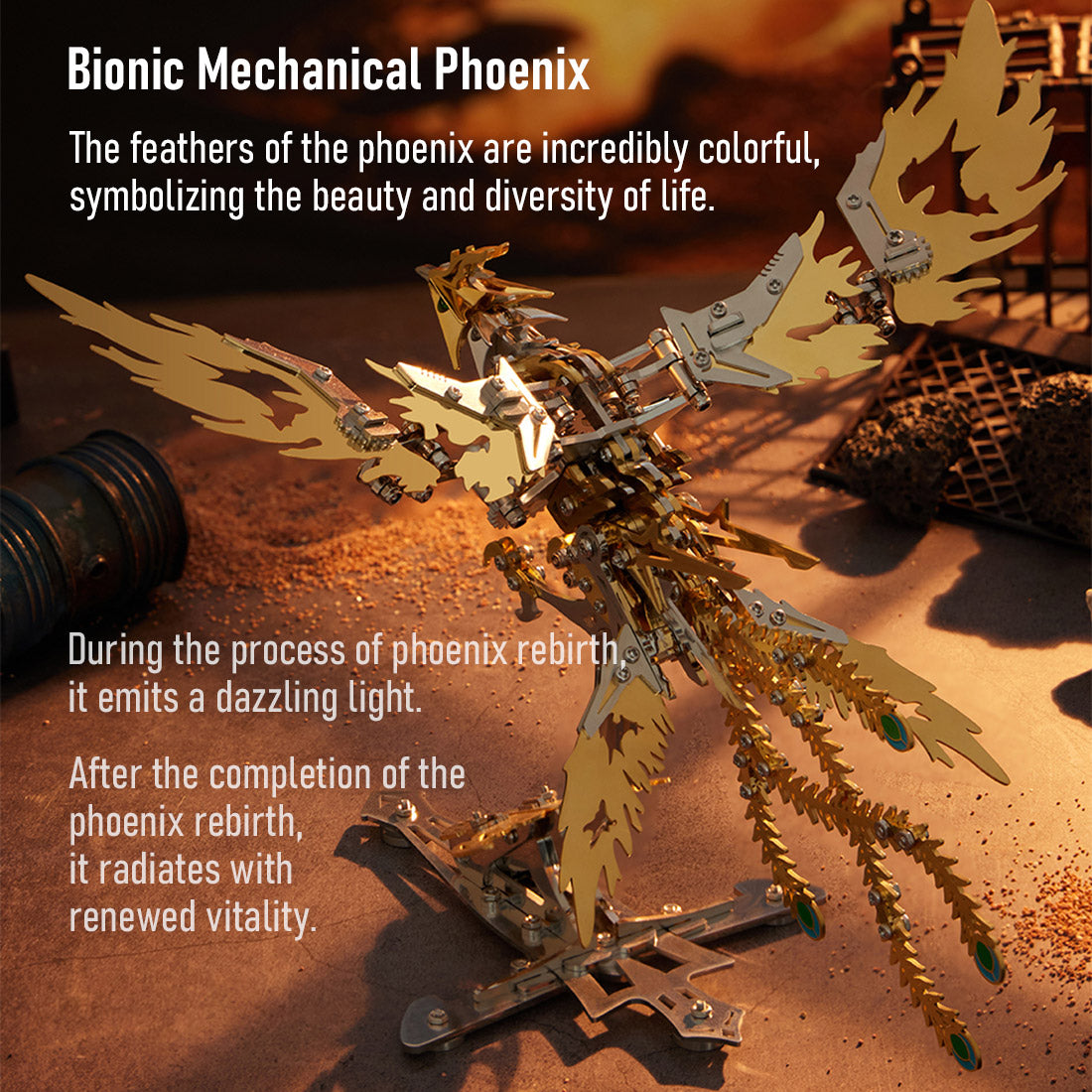 3D  Mechanical Stainless Steel Bionic Phoenix Assembly DIY MetalModel Kit
