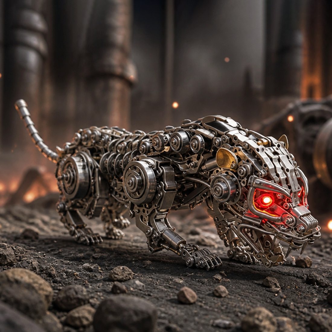 3D Metal Leopard Model Kit DIY Mechanical Assembly Puzzle Steampunk Creature Sculpture 1000+PCS