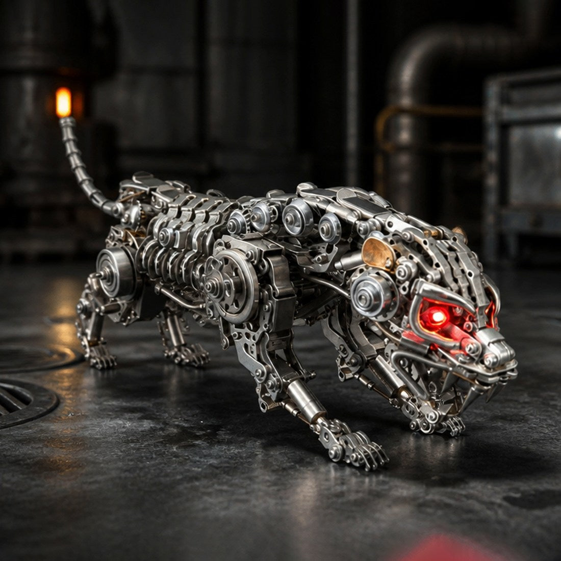 3D Metal Leopard Model Kit DIY Mechanical Assembly Puzzle Steampunk Creature Sculpture 1000+PCS