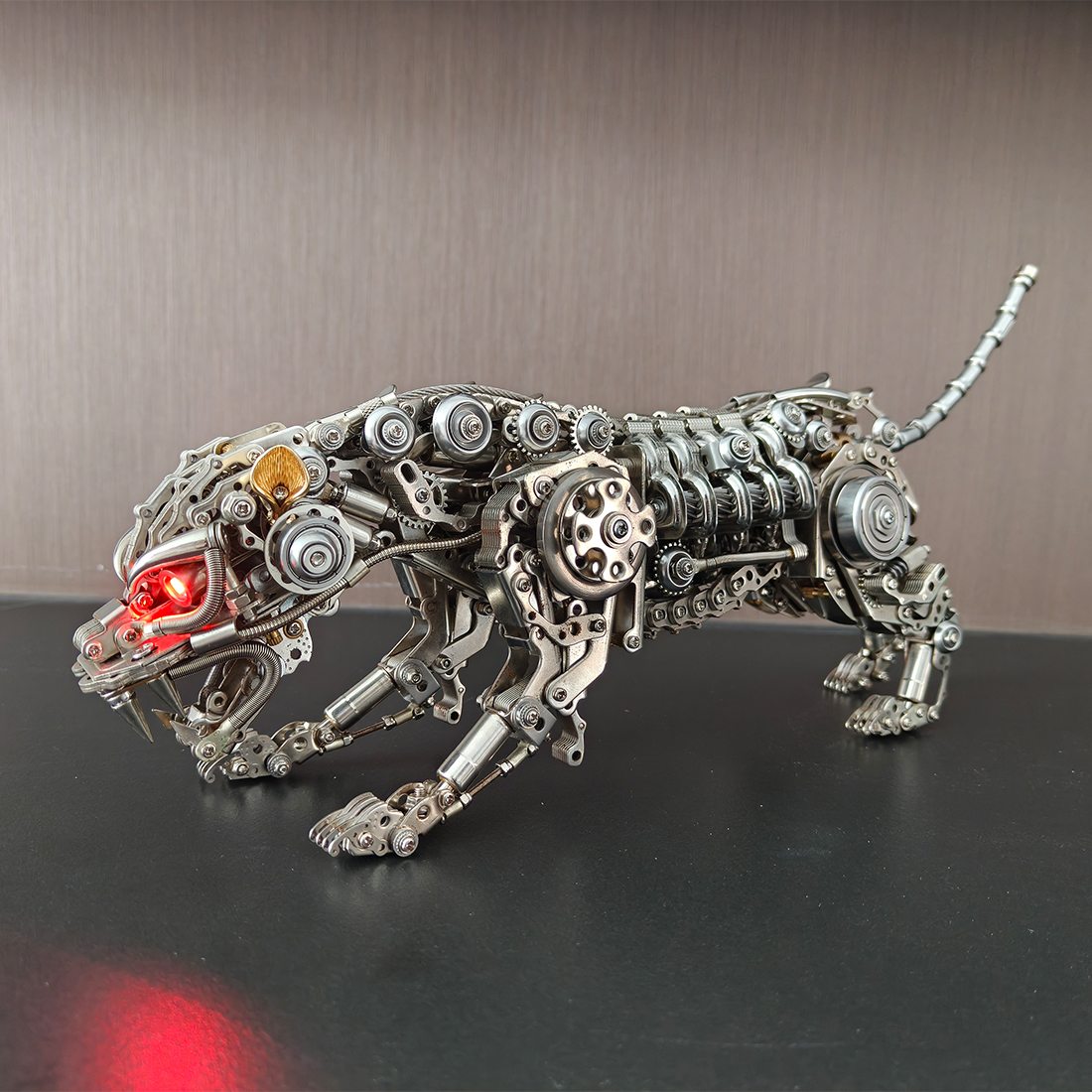 3D Metal Leopard Model Kit DIY Mechanical Assembly Puzzle Steampunk Creature Sculpture 1000+PCS