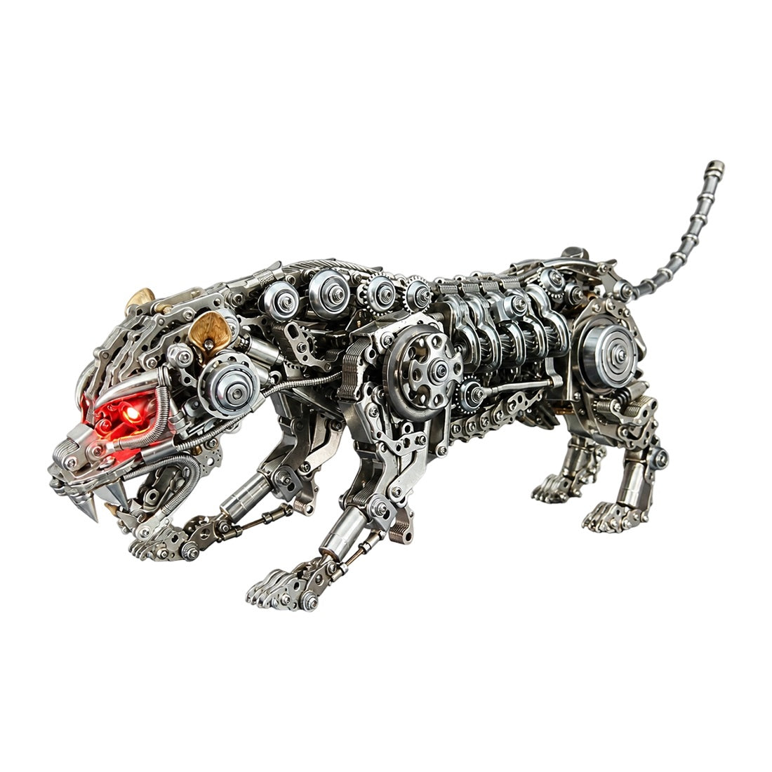 3D Metal Leopard Model Kit DIY Mechanical Assembly Puzzle Steampunk Creature Sculpture 1000+PCS
