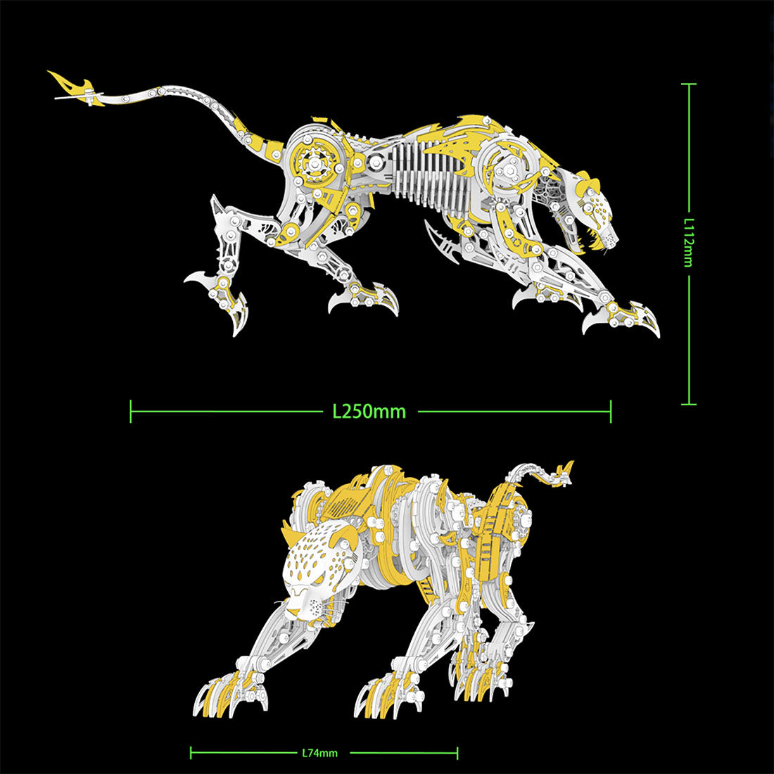 3D Metal Mechanical Angry Leopard Predator Model Kit for Adults 506PCS
