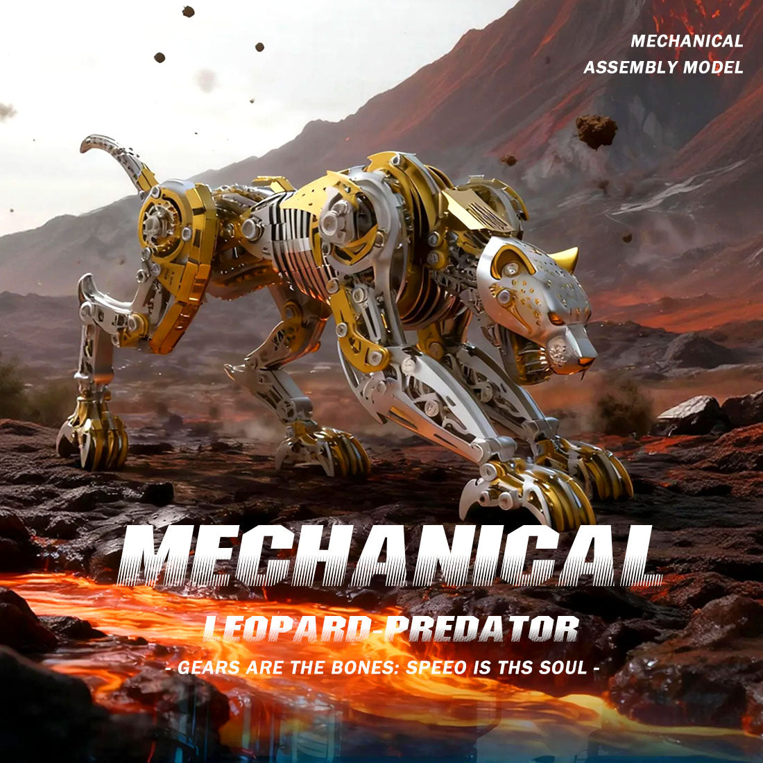 3D Metal Mechanical Angry Leopard Predator Model Kit for Adults 506PCS