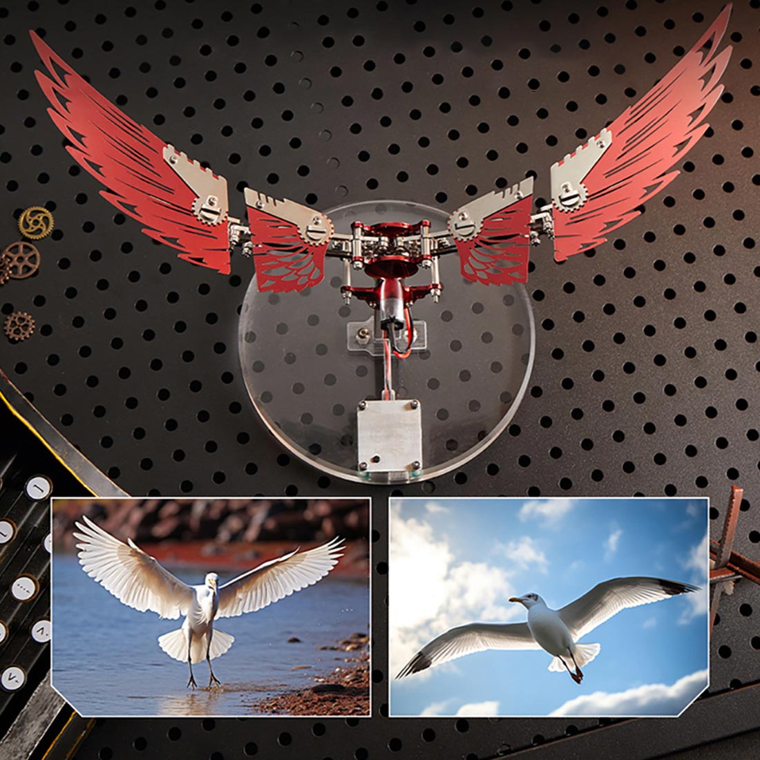3D Metal Mechanical Mini Ornithopter Assembly Kinetic Model Kit