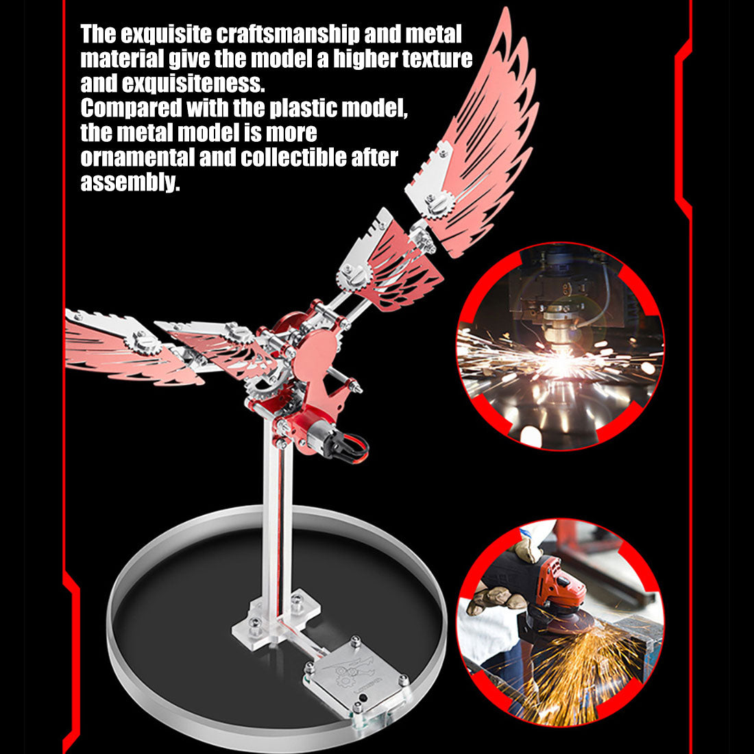 3D Metal Mechanical Mini Ornithopter Assembly Kinetic Model Kit