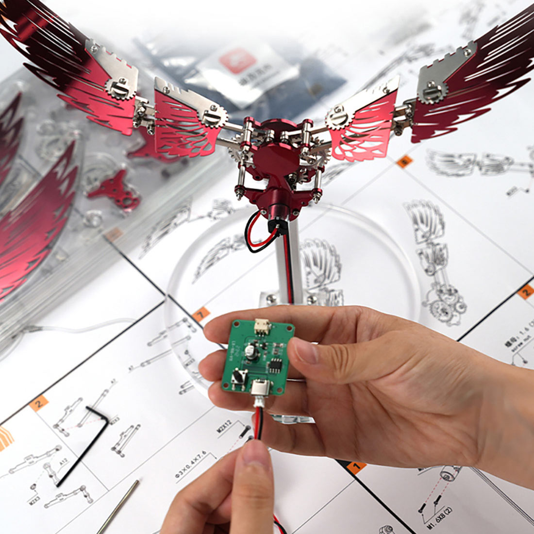 3D Metal Mechanical Mini Ornithopter Assembly Kinetic Model Kit