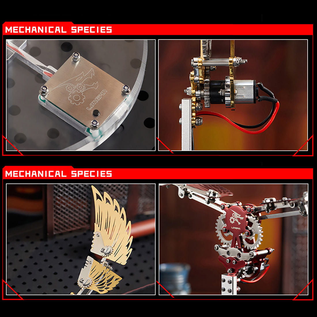 3D Metal Mechanical Mini Ornithopter Assembly Kinetic Model Kit