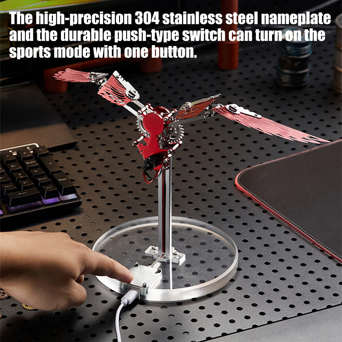3D Metal Mechanical Mini Ornithopter Assembly Kinetic Model Kit