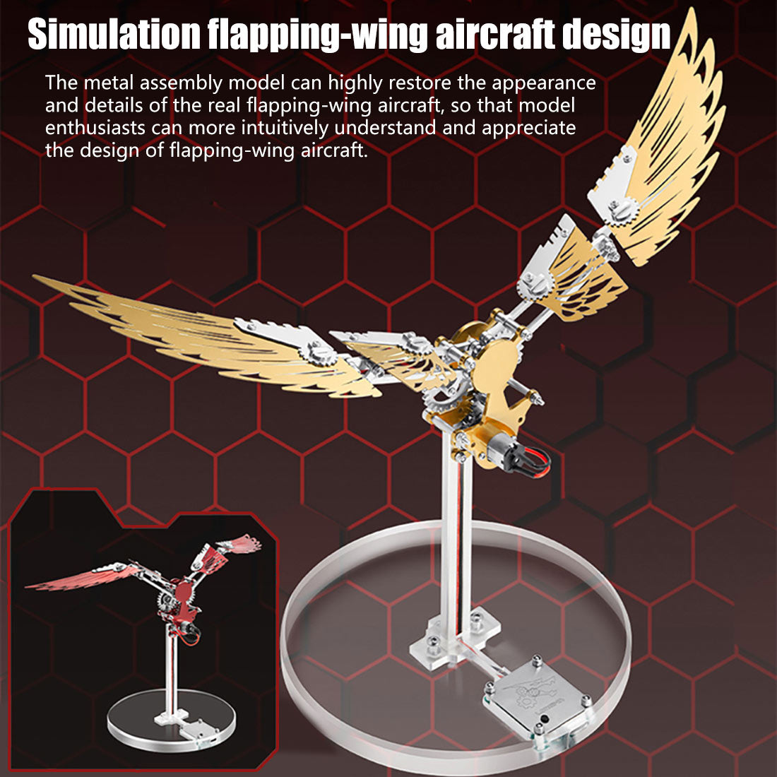 3D Metal Mechanical Mini Ornithopter Assembly Kinetic Model Kit