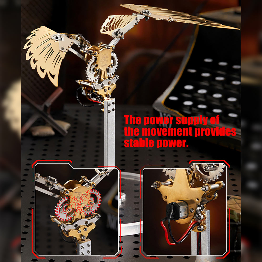 3D Metal Mechanical Mini Ornithopter Assembly Kinetic Model Kit