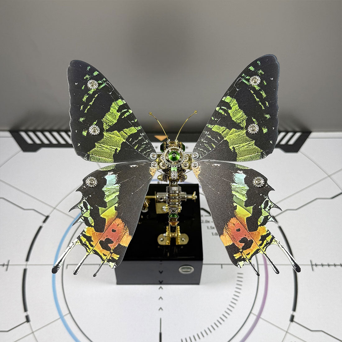 3D Metal Mechanical Papilio phorcas Green Swallowtail with Music Box Model Kit