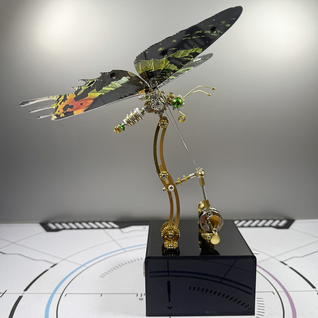 3D Metal Mechanical Papilio phorcas Green Swallowtail with Music Box Model Kit