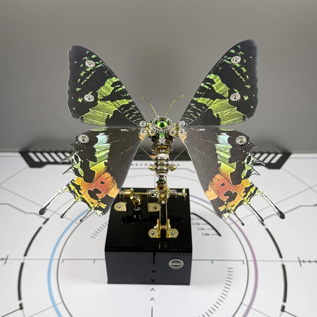 3D Metal Mechanical Papilio phorcas Green Swallowtail with Music Box Model Kit