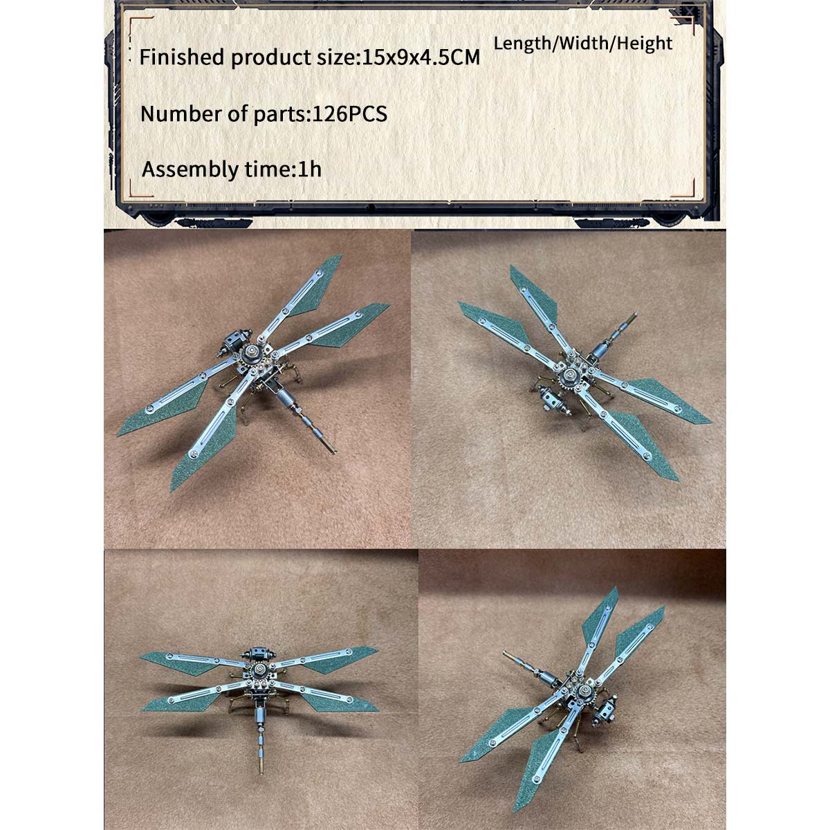 3D Metal Punk Dragonfly Model Building Kit for Beginner