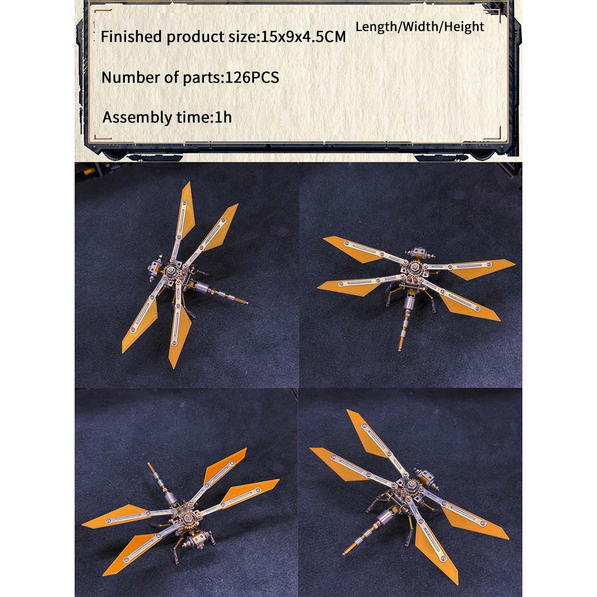 3D Metal Punk Dragonfly Model Building Kit for Beginner