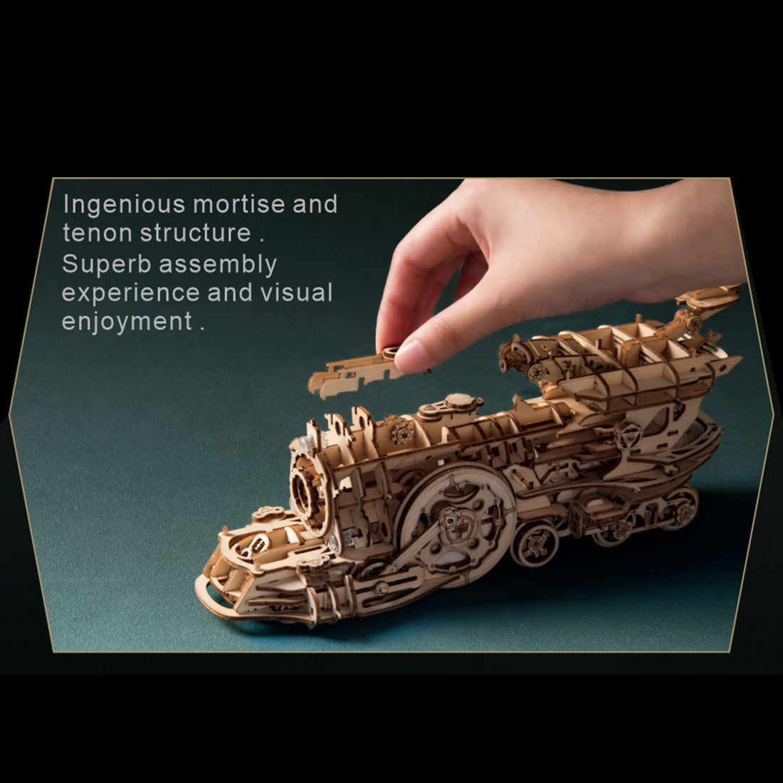 3D Wooden Steampunk Victorian Steam Train Model Building Kit 800+PCS with Led Light