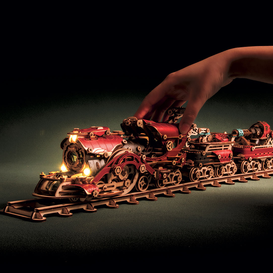 3D Wooden Steampunk Victorian Steam Train Model Building Kit 800+PCS with Led Light