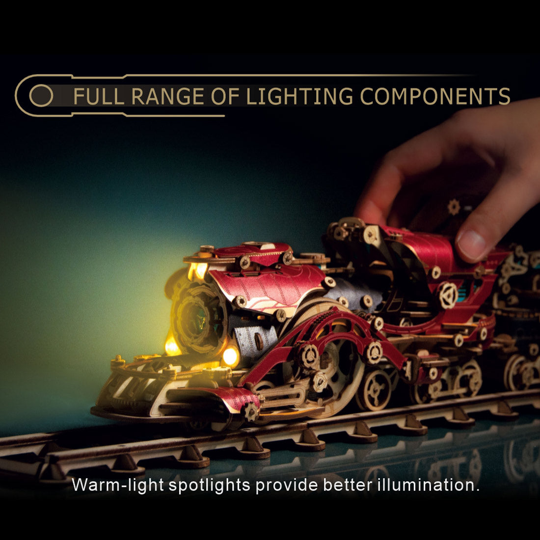 3D Wooden Steampunk Victorian Steam Train Model Building Kit 800+PCS with Led Light