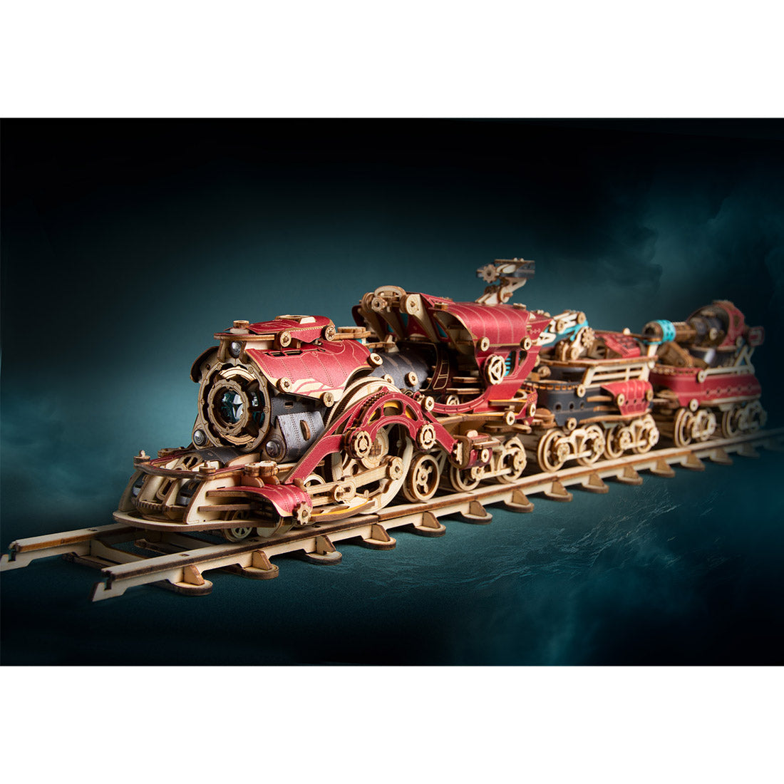 3D Wooden Steampunk Victorian Steam Train Model Building Kit 800+PCS with Led Light