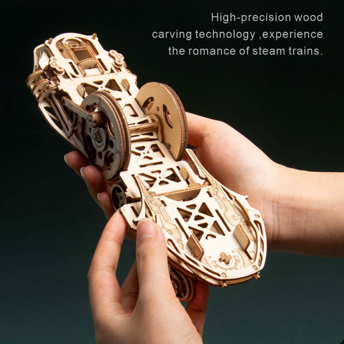 3D Wooden Steampunk Victorian Steam Train Model Building Kit 800+PCS with Led Light