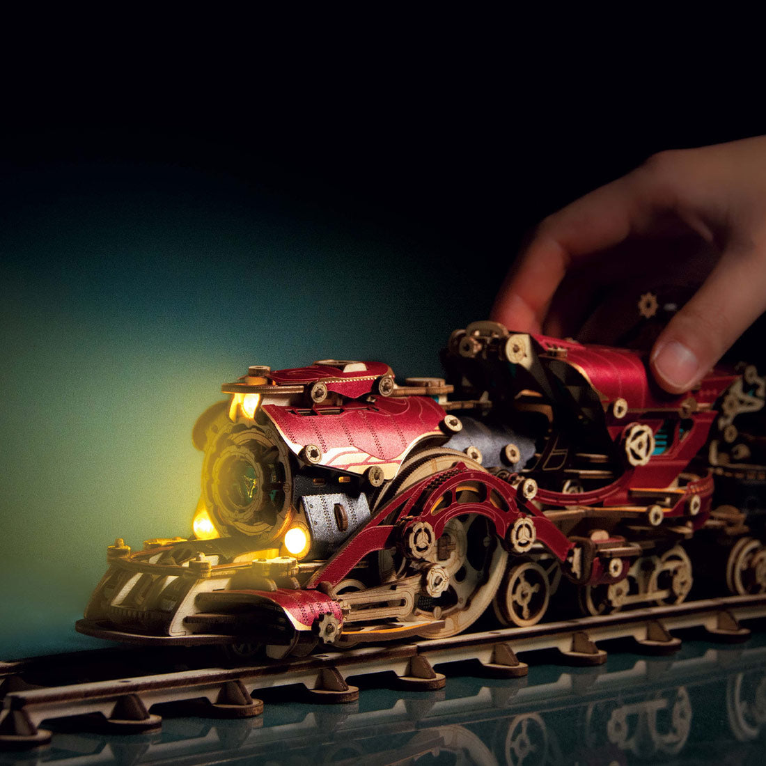 3D Wooden Steampunk Victorian Steam Train Model Building Kit 800+PCS with Led Light