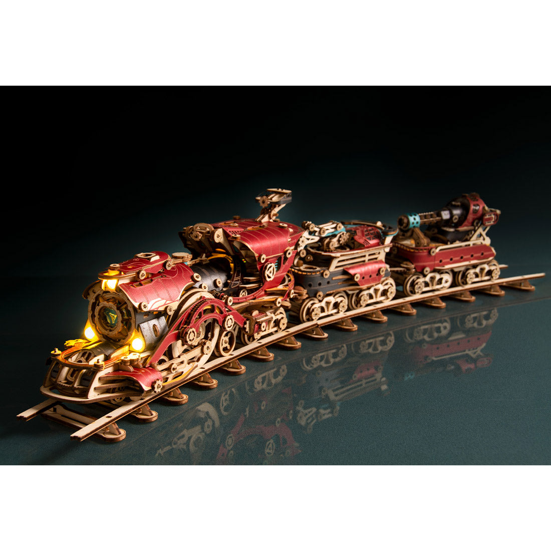3D Wooden Steampunk Victorian Steam Train Model Building Kit 800+PCS with Led Light