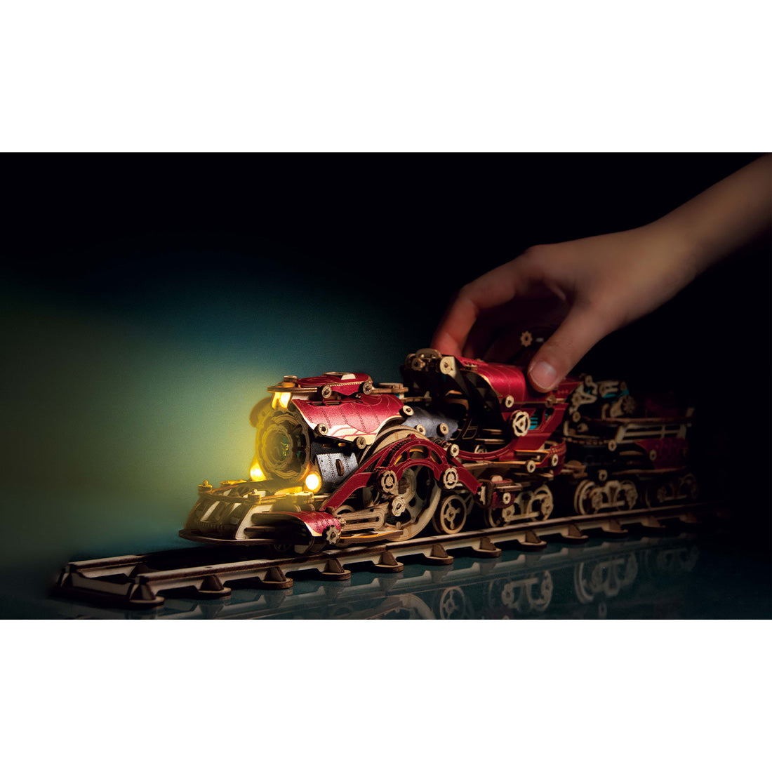 3D Wooden Steampunk Victorian Steam Train Model Building Kit 800+PCS with Led Light