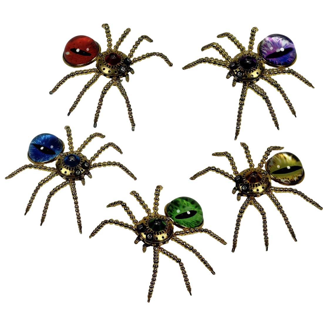 5pcs/Set Multi-functional Cat-eye Spider Brooch Fridge Magnet Model Kits