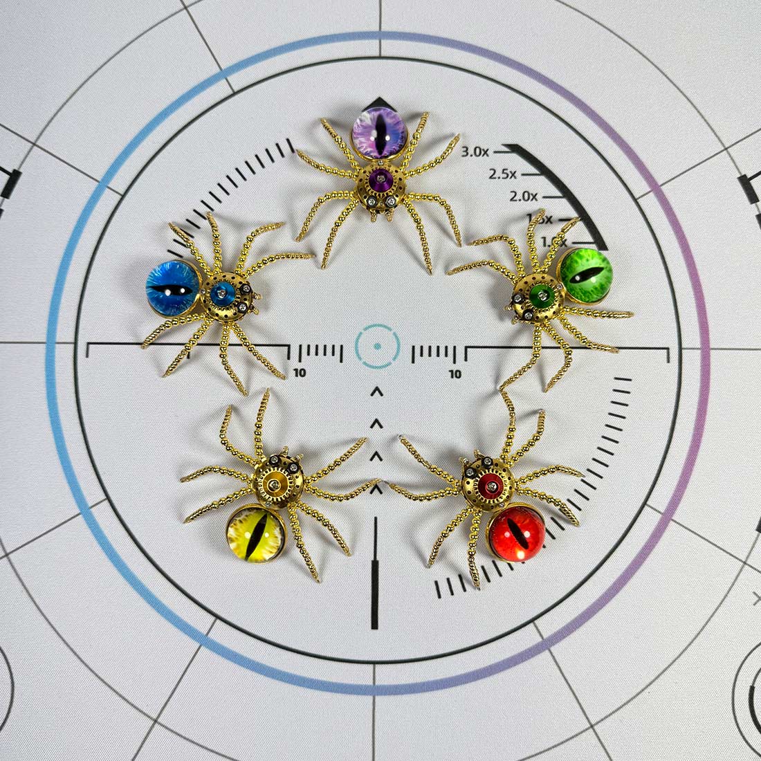 5pcs/Set Multi-functional Cat-eye Spider Brooch Fridge Magnet Model Kits