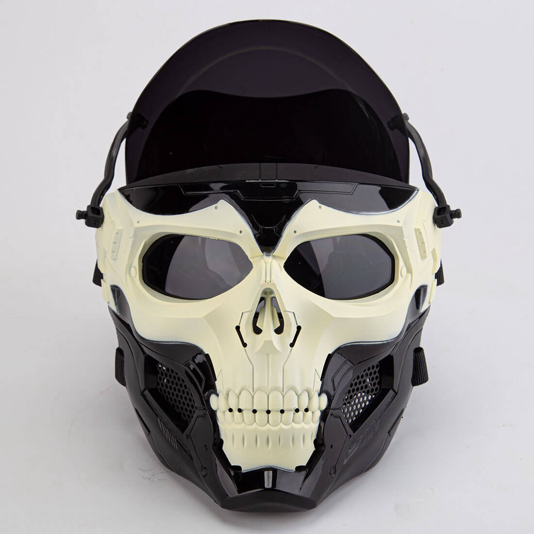 Future Punk Mecha Skull Head Mask for Men Costume Cosplay Prop for Halloween Parties (Green)