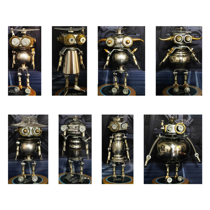 8pcs/set Futuristic Exchange Student Mecha 3D DIY Metal Puzzles Mystery Box