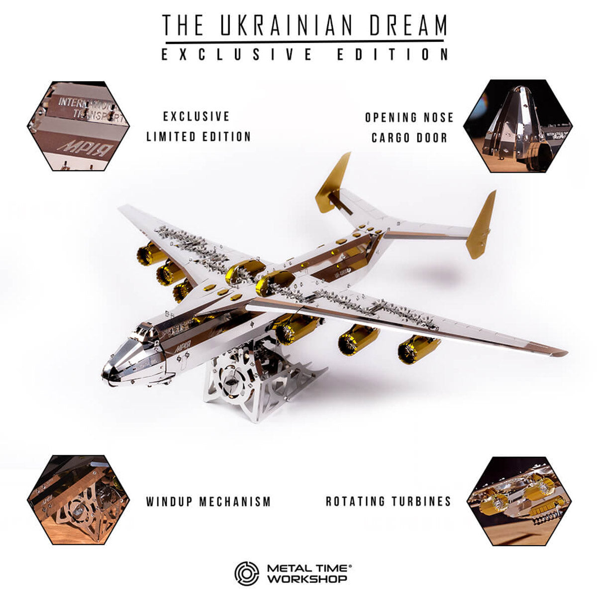 Mechanical AN-225 MRIYA Cargo Aircraft 3D Metal Puzzle Kits for Aviation Lovers 270PCS