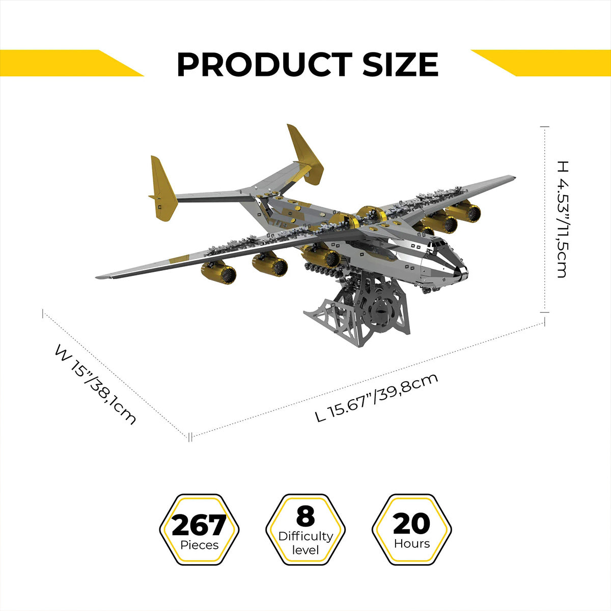 Mechanical AN-225 MRIYA Cargo Aircraft 3D Metal Puzzle Kits for Aviation Lovers 270PCS