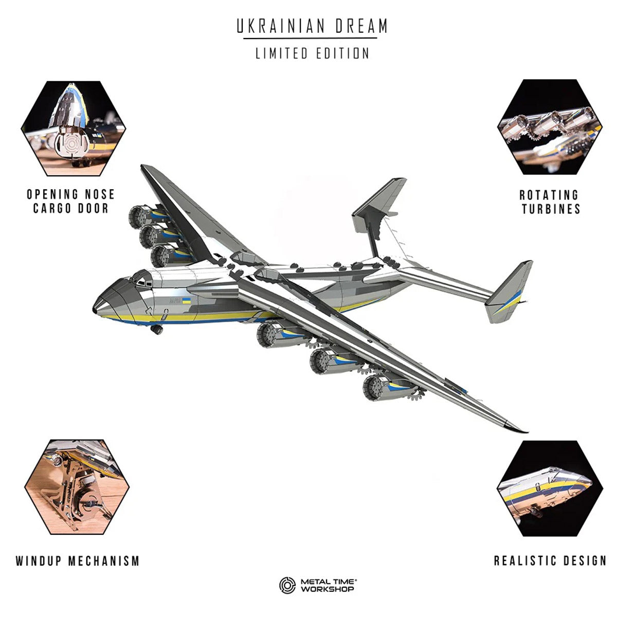 Mechanical AN-225 MRIYA Cargo Aircraft 3D Metal Puzzle Kits for Aviation Lovers 270PCS
