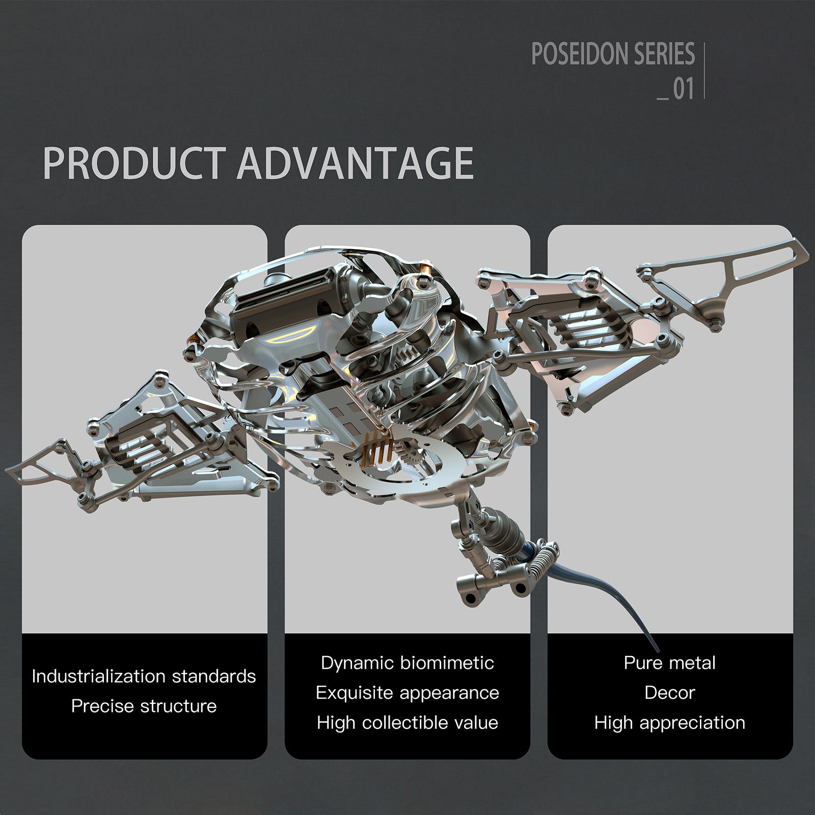 Build Mechanical Mobula Manta Ray Kinetic Sculpture kits Metal Automata Toy