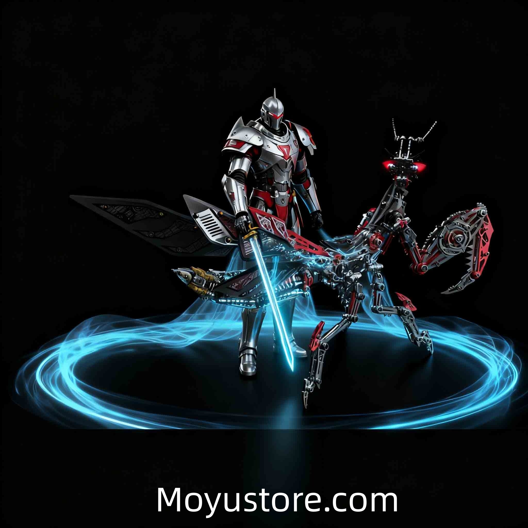 Build Your Own Cyber Mantis – 1000+PCS 3D Metal Mechanical Model (Black & Red)