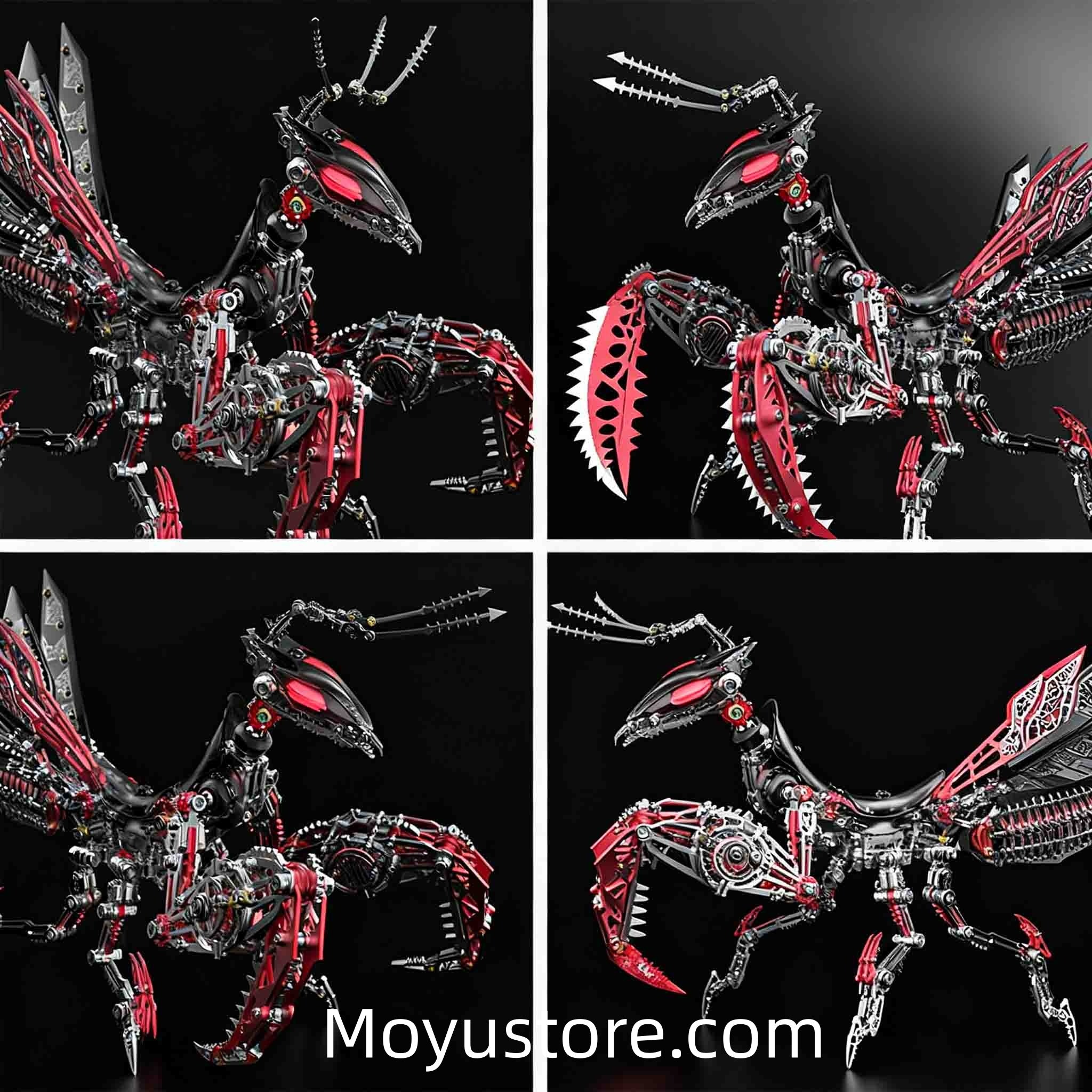 Build Your Own Cyber Mantis – 1000+PCS 3D Metal Mechanical Model (Black & Red)