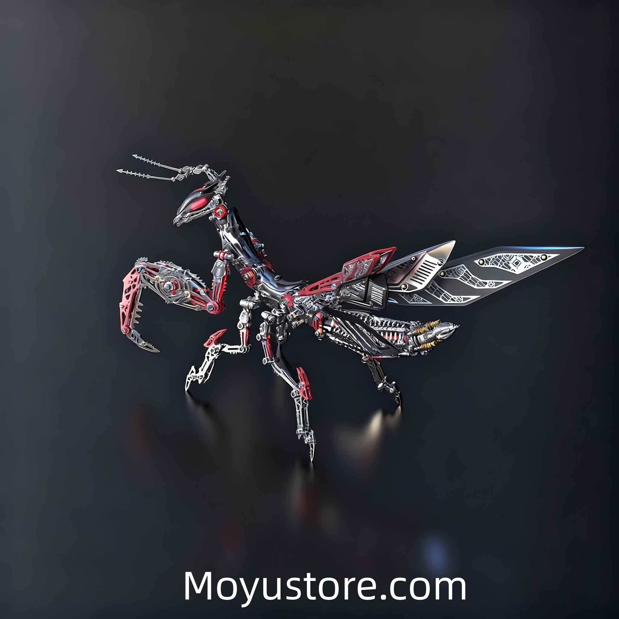 Build Your Own Cyber Mantis – 1000+PCS 3D Metal Mechanical Model (Black & Red)
